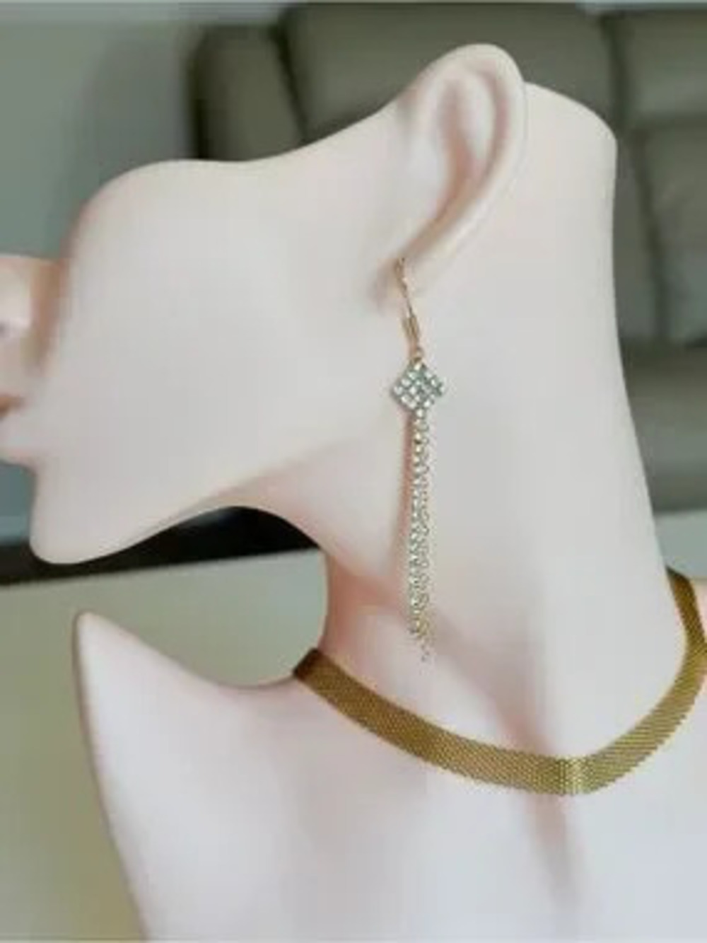 Gold Crystal Dangle Earrings - Elegant Long Drop